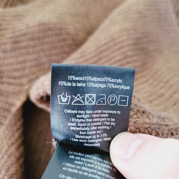 Storm & Marie Sweater Oversized Scandinavian Alpaca Wool Turtleneck Brown S - Picture 8 of 12